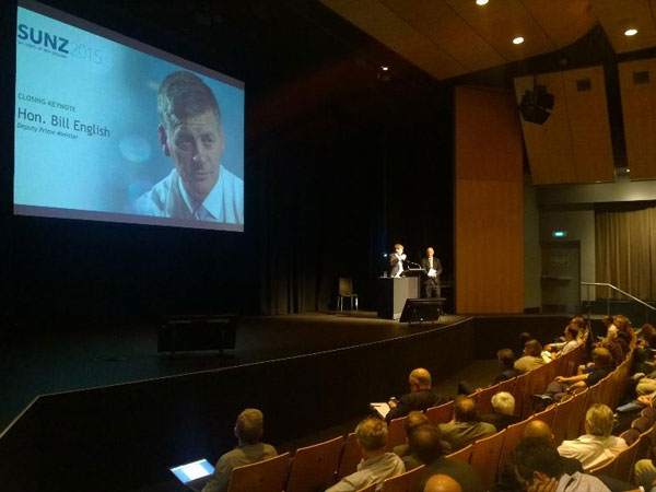 New Zealand Finance Minister Hon Bill English giving the closing keynote of the SUNZ 2015 conference