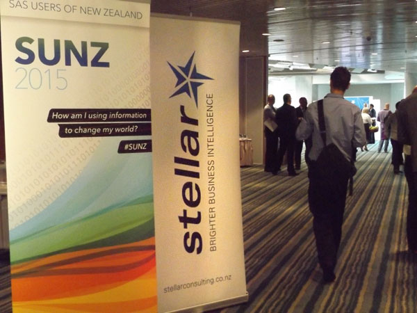 SUNZ and Stellar Consulting banners at the 2015 SAS Users New Zealand conference