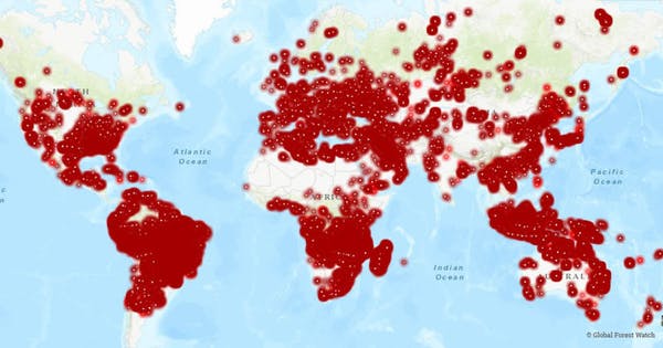 world map of fire hotspots
